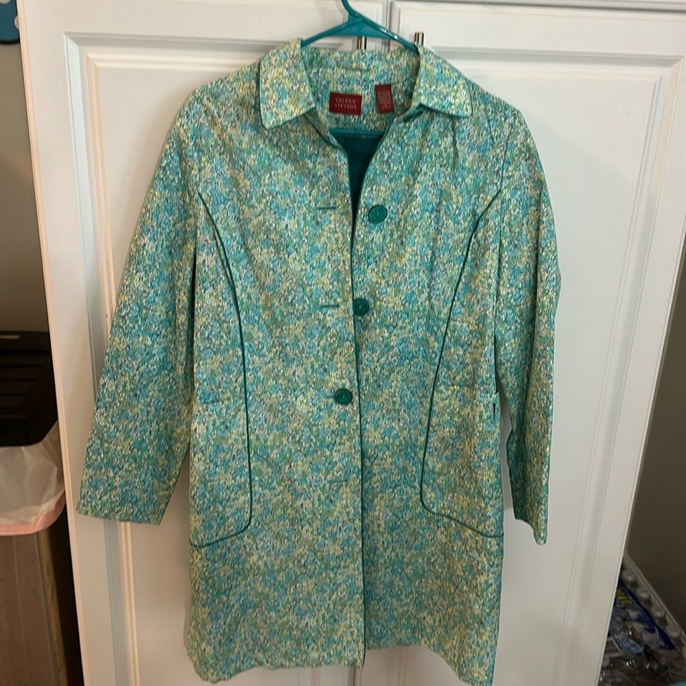 Valerie Stevens | Signature Floral Design Side Pockets | Trench Coat Rain Jacket